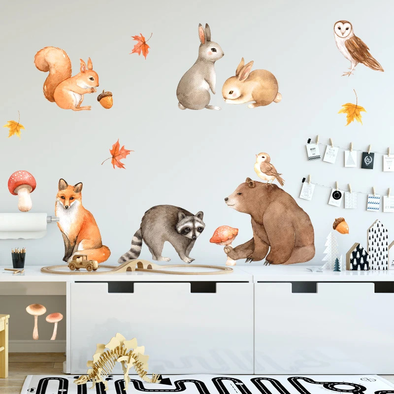 Милые Мультяшные Африканские животные Луг настенные наклейки для детской