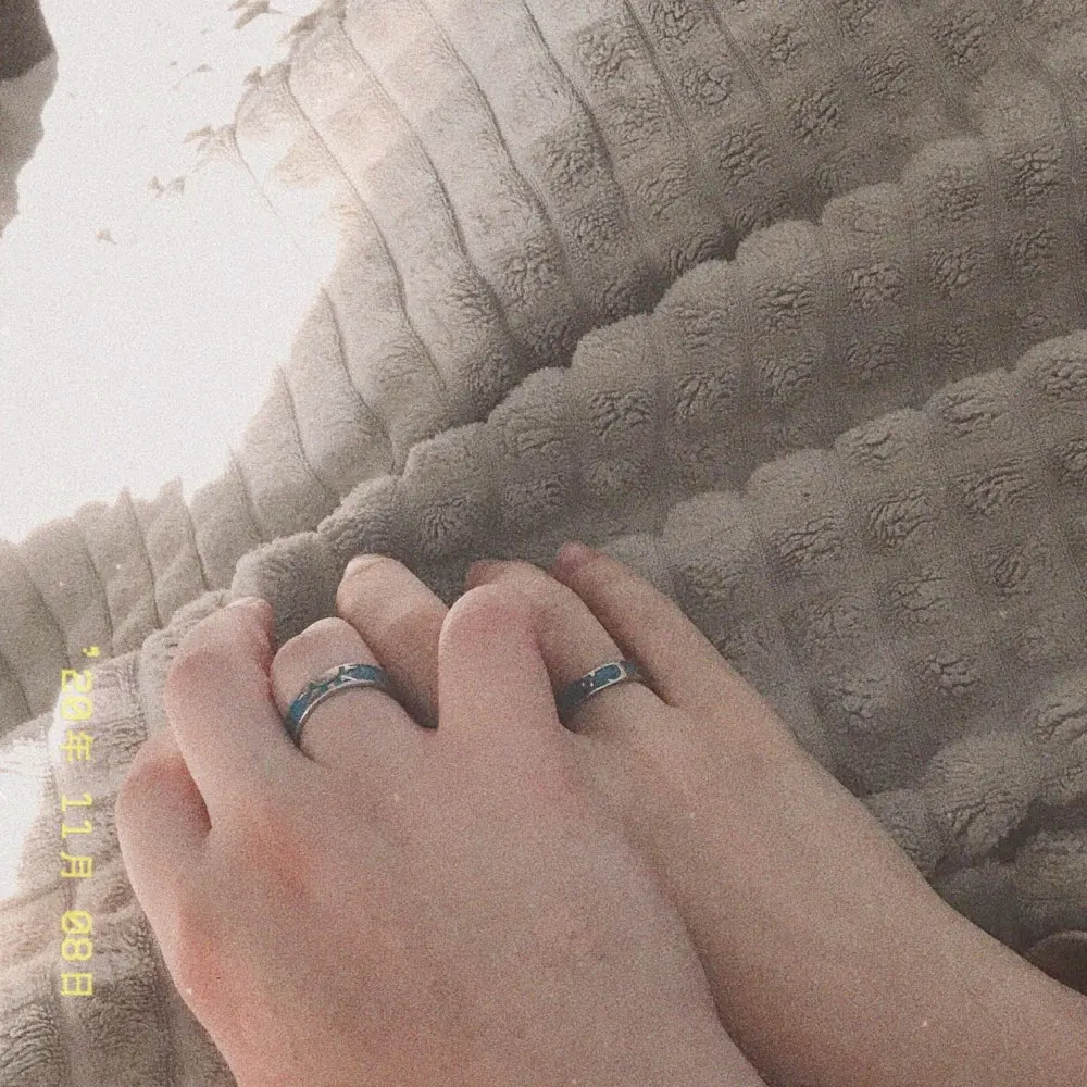 

Fashion Van Gogh Moon Star Paired Couple Rings Tibetan Sliver Blue Promise Love Adjustable Paired Rings For Couple Women Unix