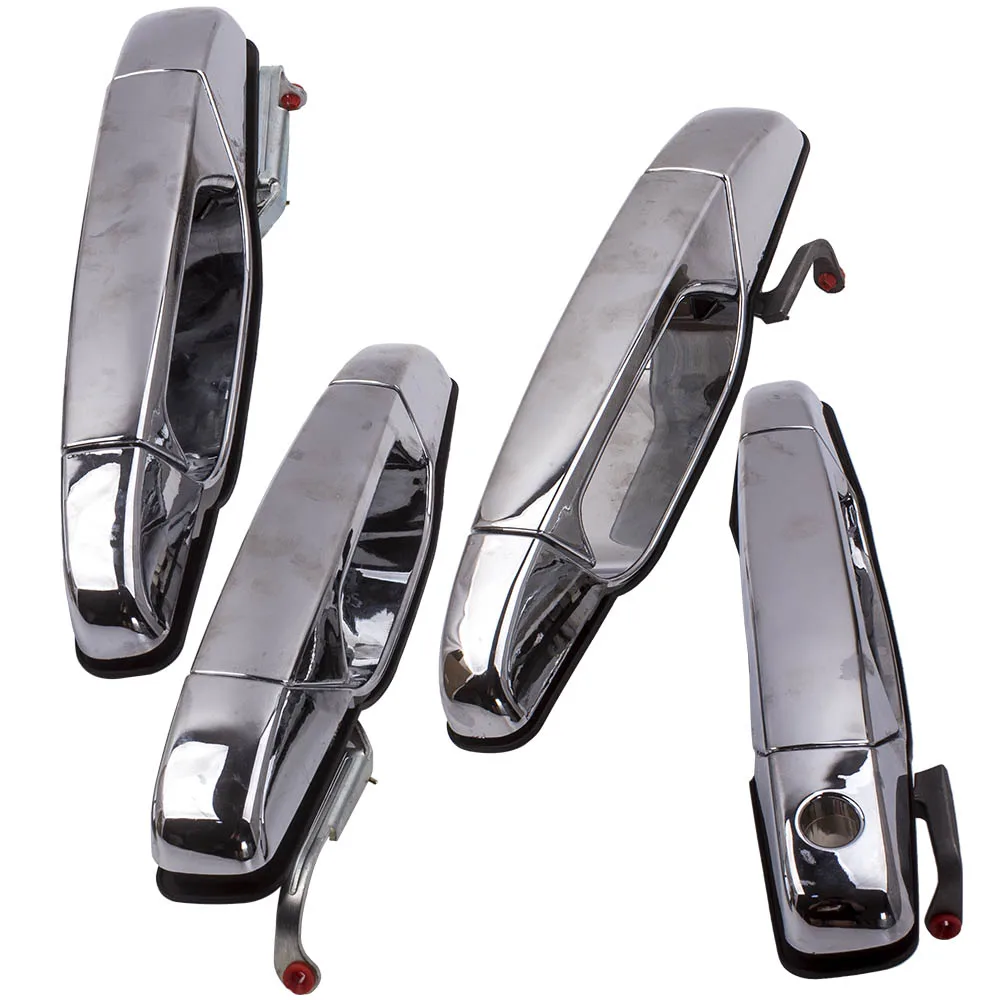 

Наружная ручка наружной двери 4x хромированная для Cadillac Escalade Tahoe 15915660 для Chevy GMC Silverado 2500 3500 1500 Crew Cab