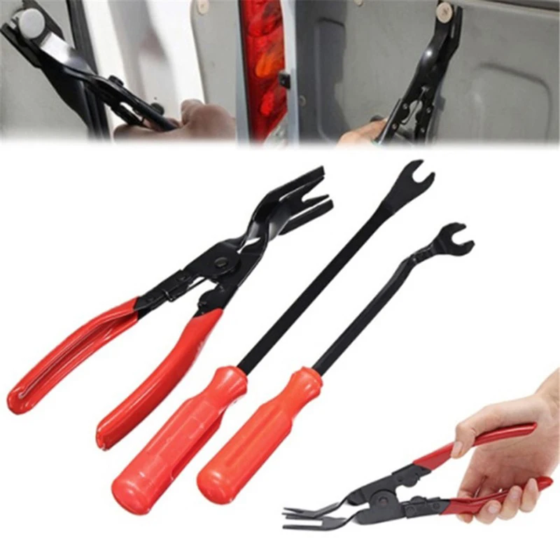 

3Pcs Car Trim Clip Upholstery Removal Tool Door Panel Fastener Pin Pliers Puller