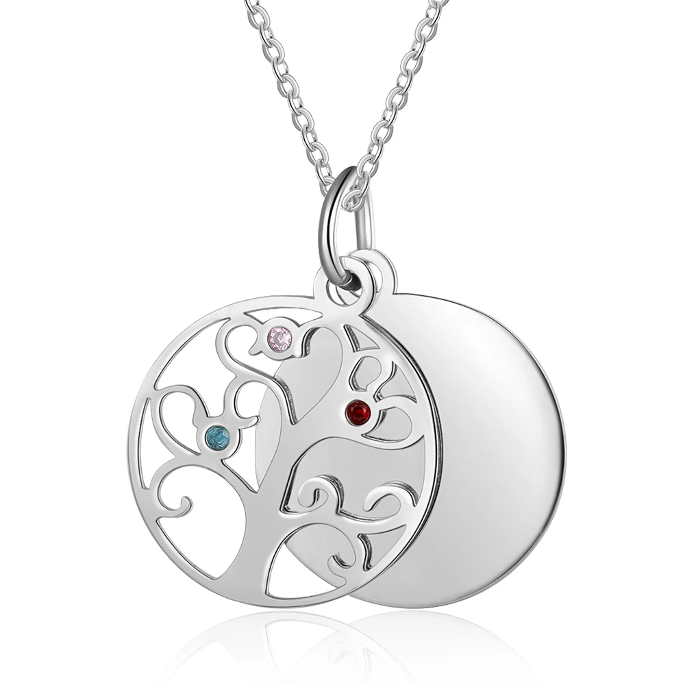 Филигранная семейная команда дерево кулон с камнем рождения ожерелье