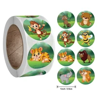 50 500pcs zoo animals cartoon stickers for kids classic toys sticker school teacher reward sticker 1 inch pattern tiger