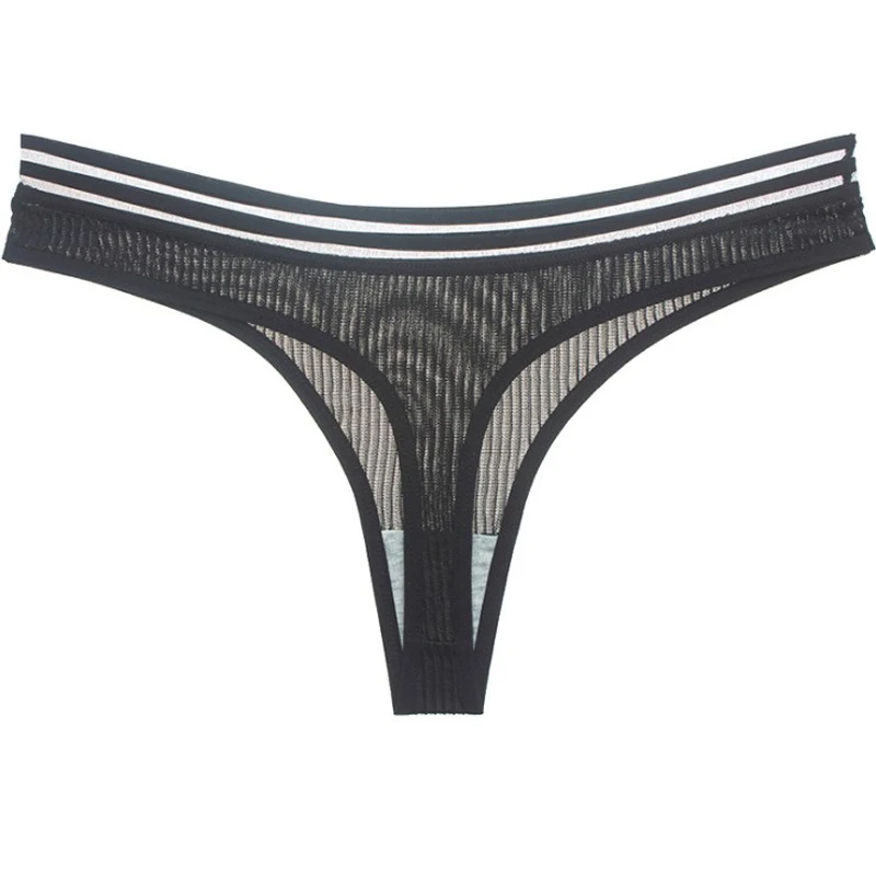 3 шт. сексуальное нижнее белье из ледяного шелка прозрачные полосатые ажурные