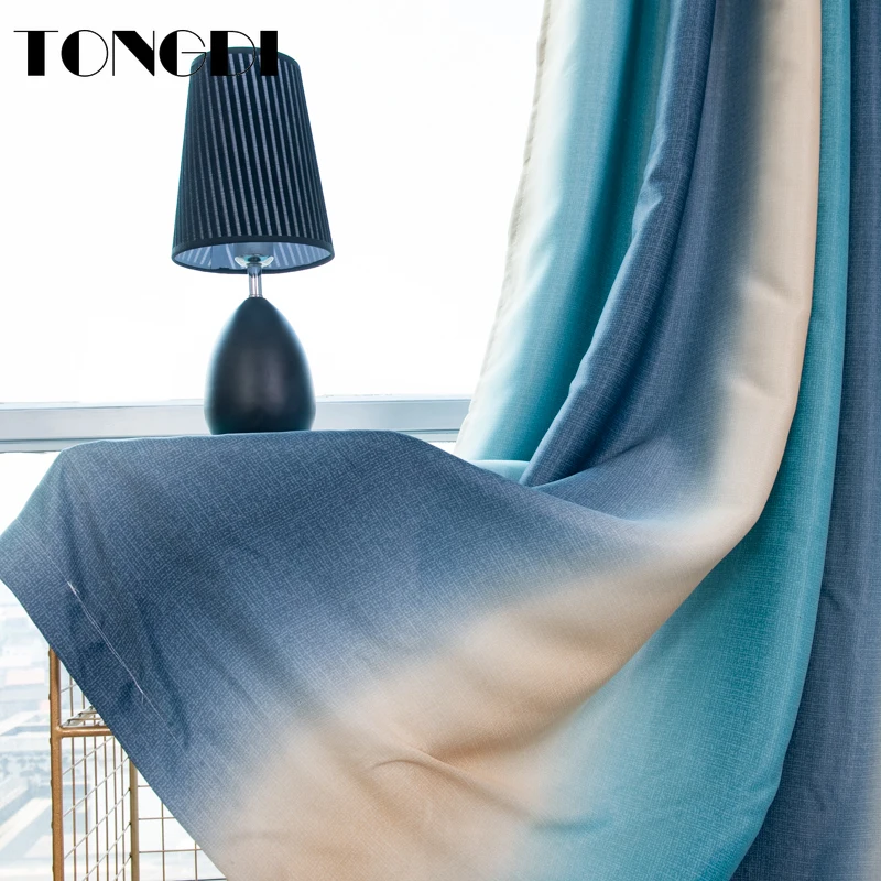 TONGDI Элегантные плотные затемняющие шторы в полоску с принтом высококачественное