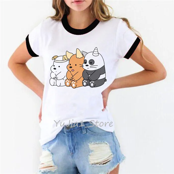 Ropa mujer/ мы вся правда о медведях футболка женская плюс размер панда мультфильм печатных футболка camiseta mujer рубашка harajuku топы - Цвет: Y80834 B