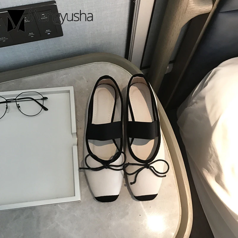 Женские разноцветные балетки на плоской подошве с эластичными лентами женские