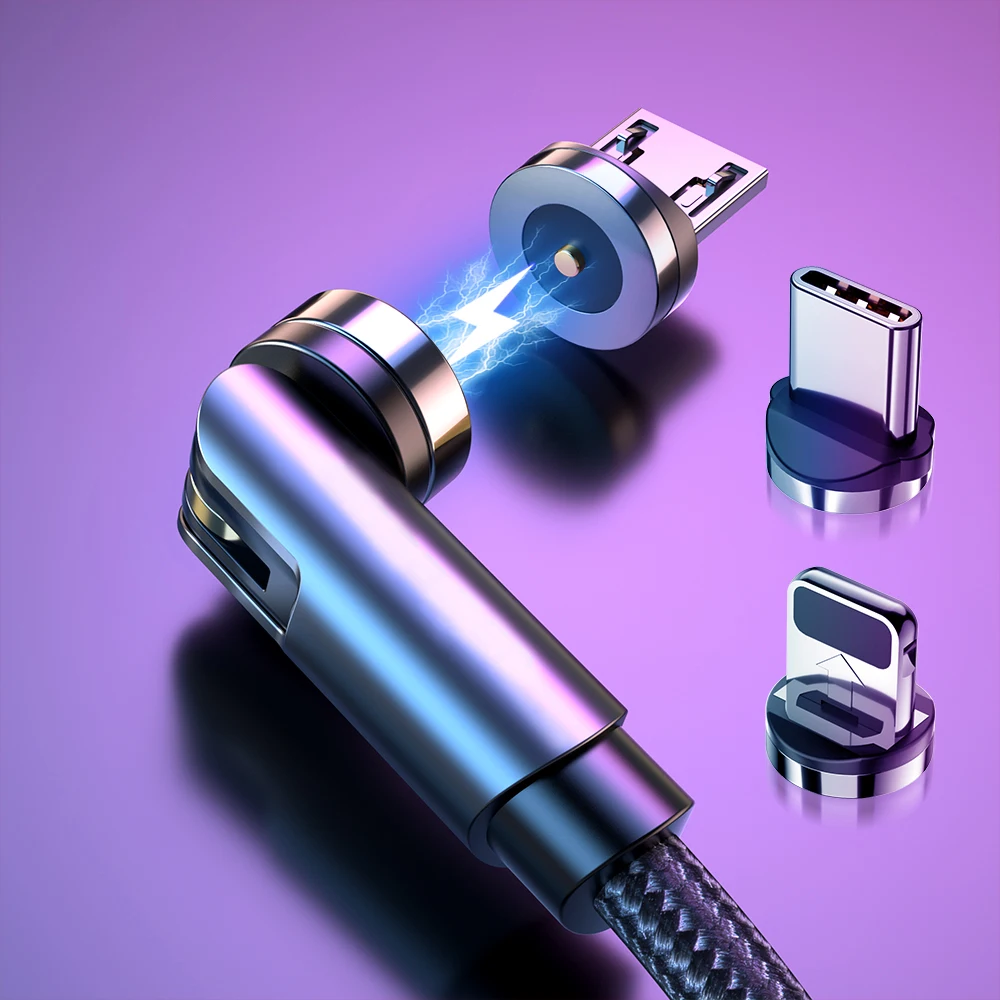 2 м/1 м Магнитный кабель 540 поворот Micro USB Type C Мобильный телефон Быстрая зарядка