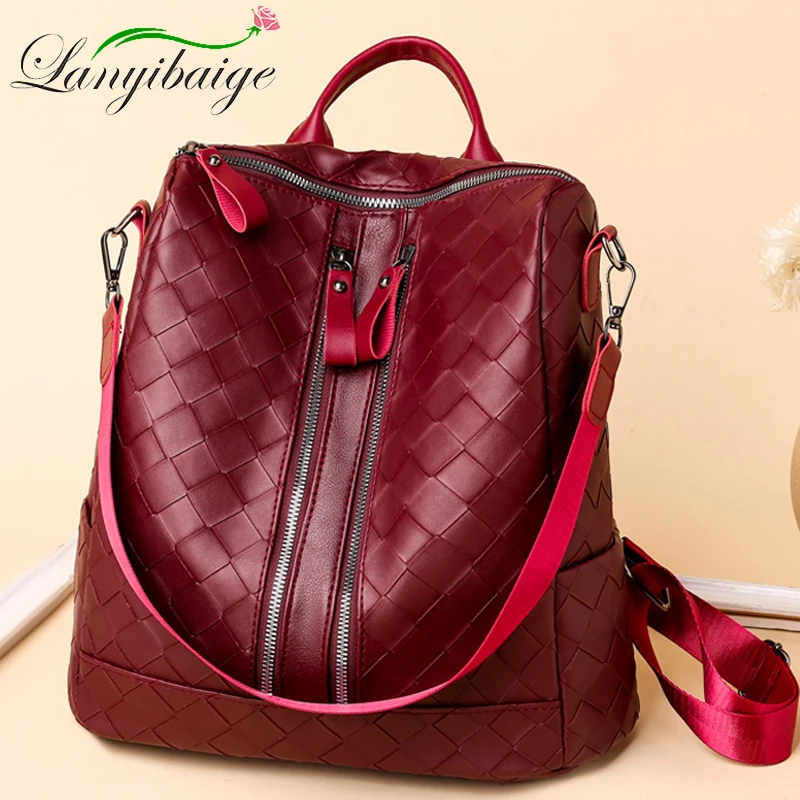 

2021 новый рюкзак женский высококачественный кожаный рюкзак женская сумка на плечо Повседневный однотонный рюкзак школьные сумки для девоче...