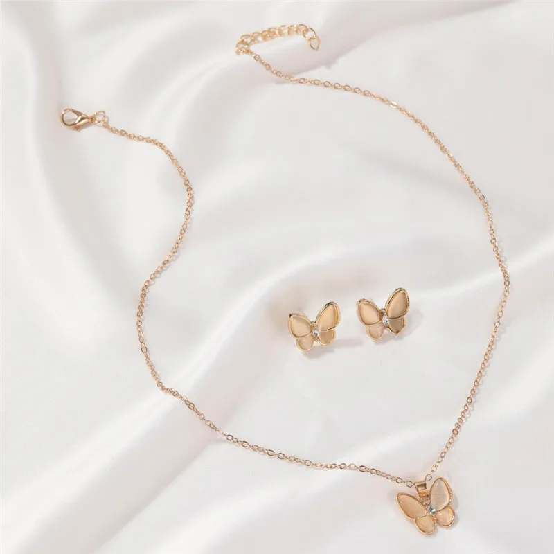 Женский комплект из колье и серёг с подвеской в виде бабочки|Ювелирные наборы| |