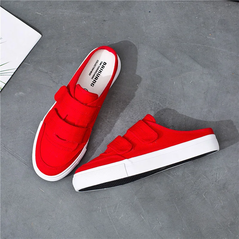 

2020 New Women Canvas Shoes for Summer Female Canvas Slingbacks Slip on Hook Loop Solid Colors Students Casual Shoes Size 35-40