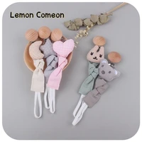 baby dummy pacifier chain cotton cloth cartoon country style holder wood clip soother nipple newborn toys teether accessories
