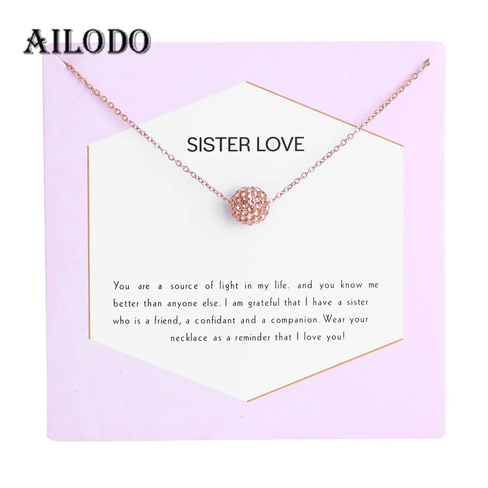 Ожерелье Ailodo из нержавеющей стали с изображением пожеланий удачный хрустальный