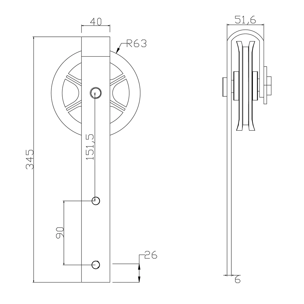 

Local Warehouse 2 Pcs Black Rustic Carbon Steel Sliding Wood Barn Door Hardware Hanger Roller