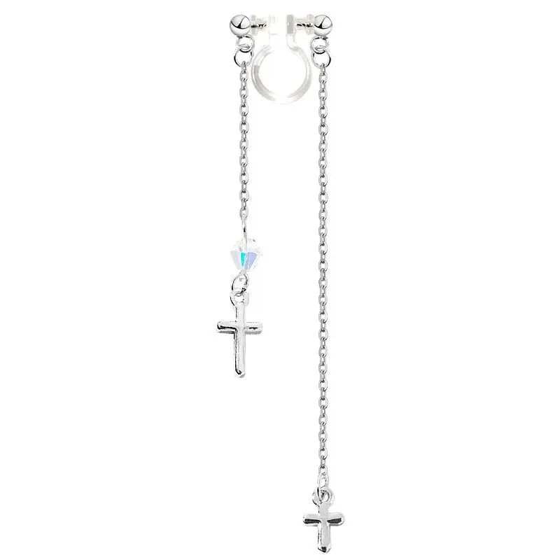 925 пробы серебряные серьги личности дизайн ухо клип круг Длинная цепочка уха