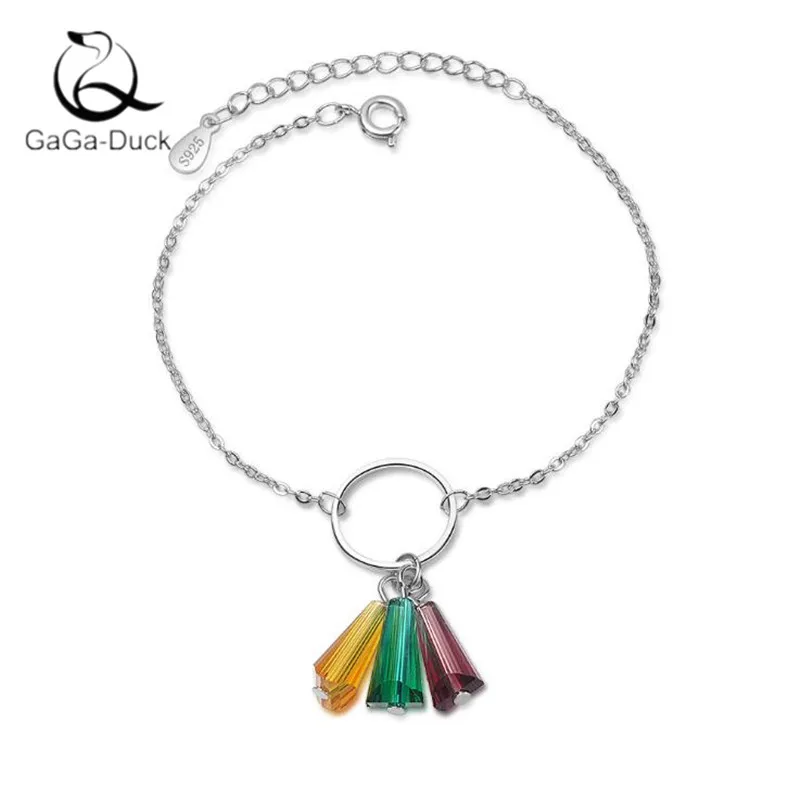 Браслеты B138 из серебра 925 пробы с искусственными кристаллами|Гибкие и жесткие