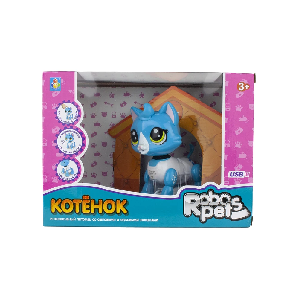 Игрушка интерактивная 1TOY Robo Pets Робо котенок Умная игрушка игрушки с