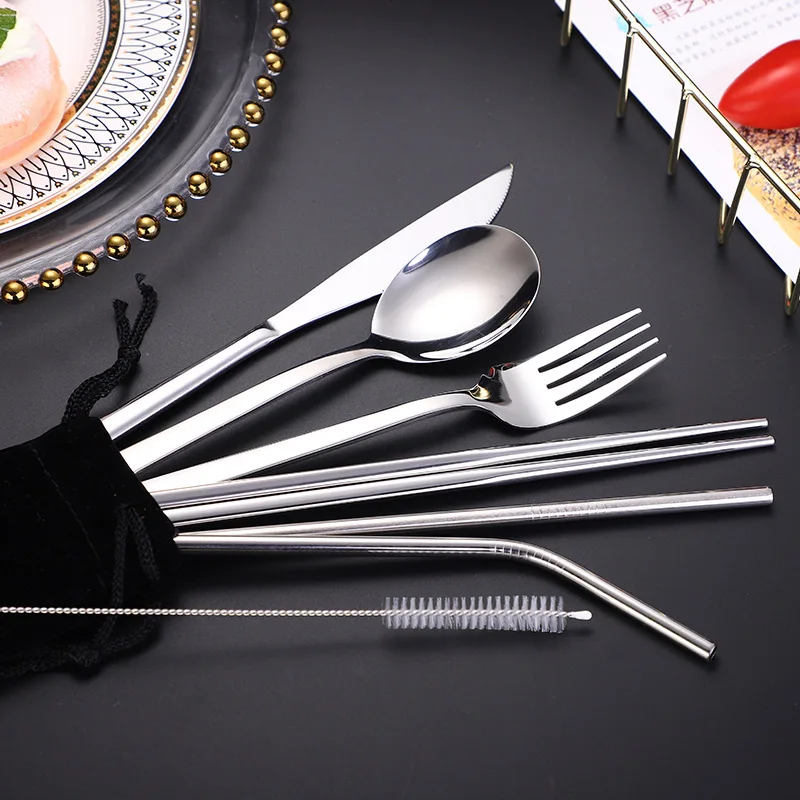 8 шт. столовая посуда набор многоразовых столовых приборов из нержавеющей стали