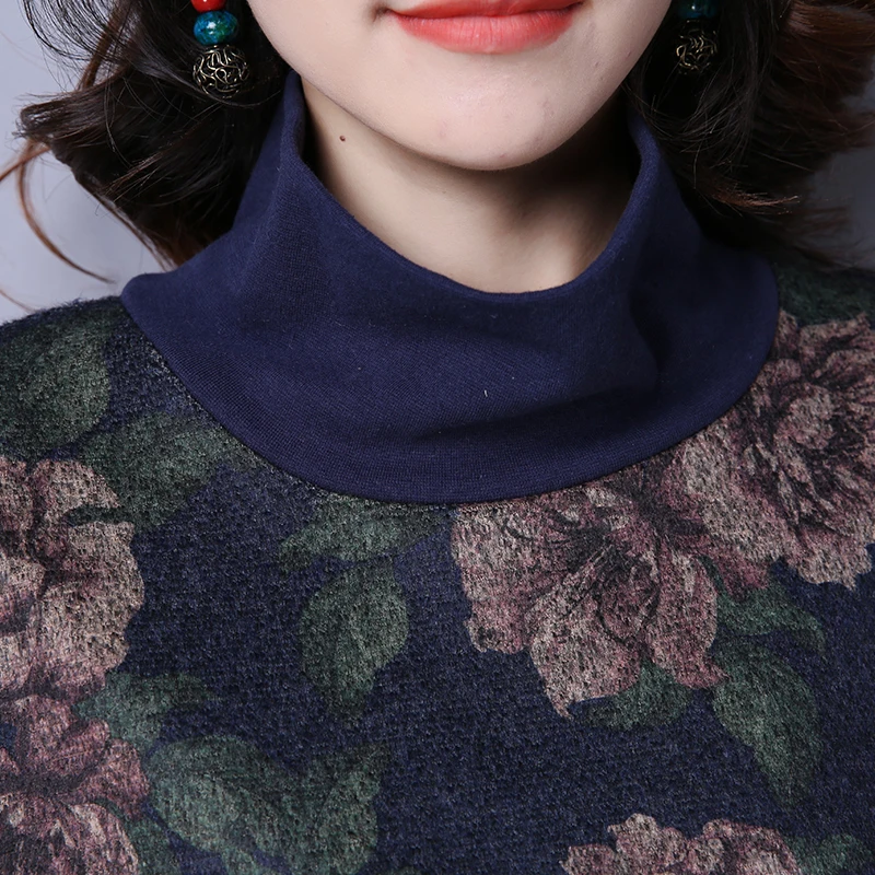 Женское платье рубашка с воротником под горло зимние винтажные платья большие