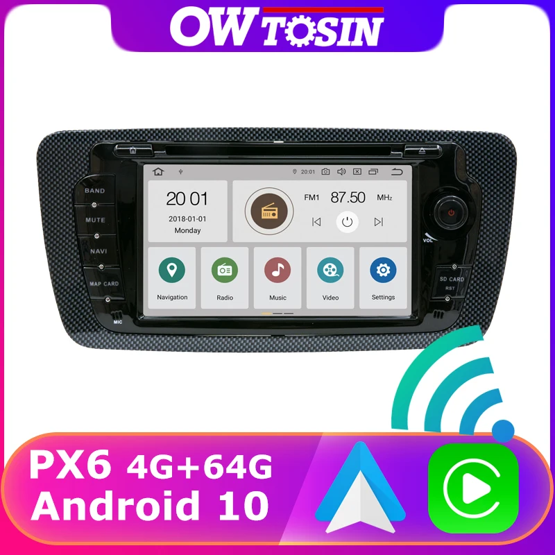 PX6 4+64G Андроид 10 Автомобильная GPS-радио для Seat Ibiza 2009-2013 TDA7850 Bluetooth 5.0 WiFi HDMI 5*USB Беспроводной Carplay Авто Стерео.