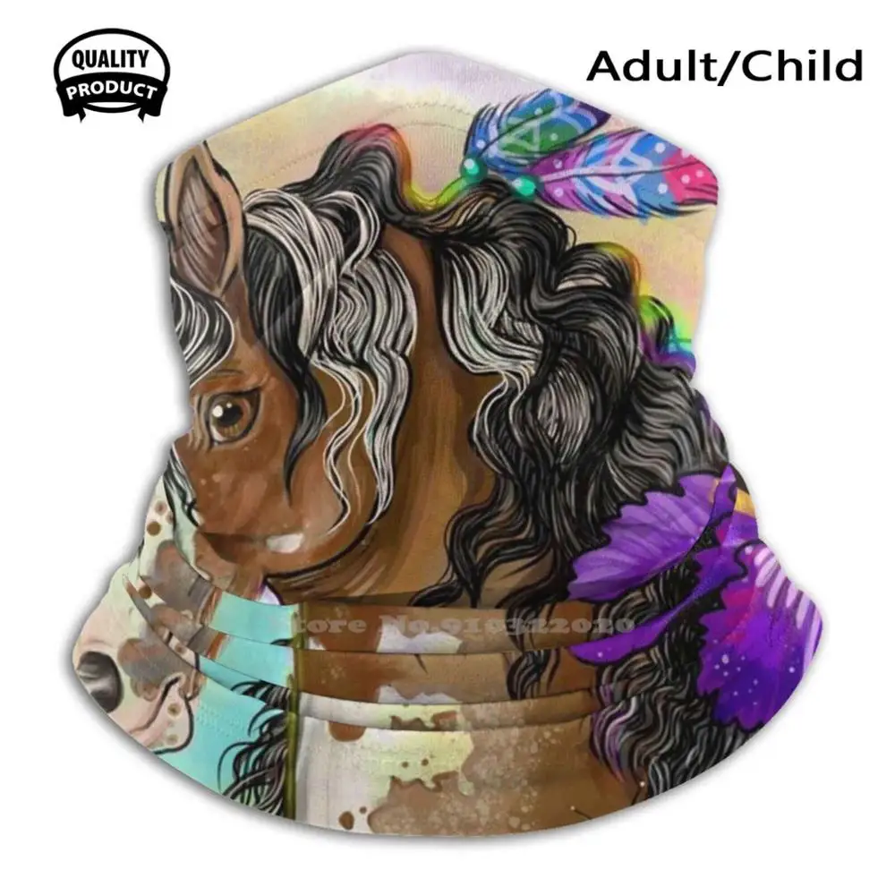 

Paint Horse With Iris Flowers Dust-Proof Outdoor Warmer Mouth Mask Horse Equine Flowers Iris Butterflies Feathers Totem