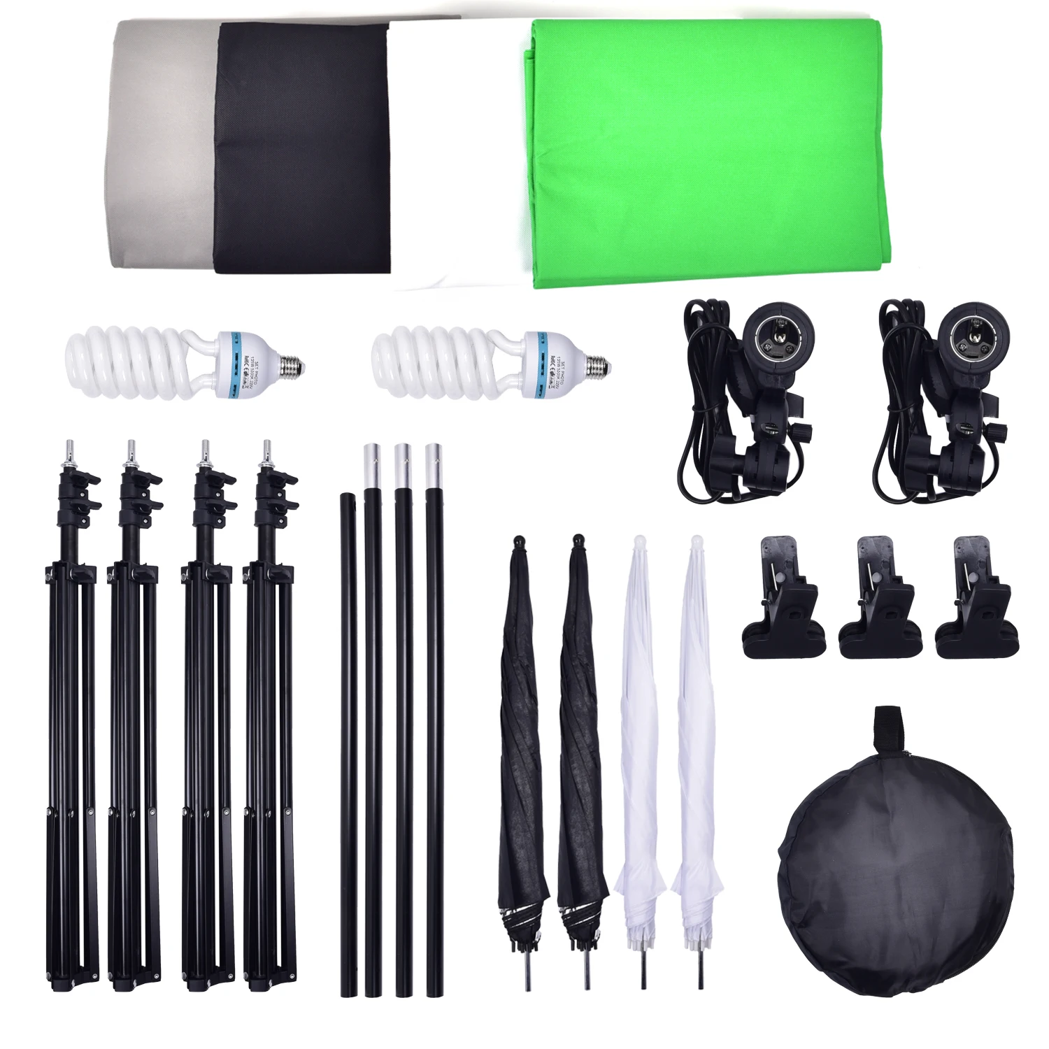 

Photography Studio Backdrop Soft Umbrella Lighting Kit 2X3M Background Stand Support System 60cm 5 in 1 Reflector Panel