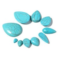 10pcs natural stone bluewhite stripe turquoise cabochon flatback waterdrop shape for diy jewelry making pendant accessories