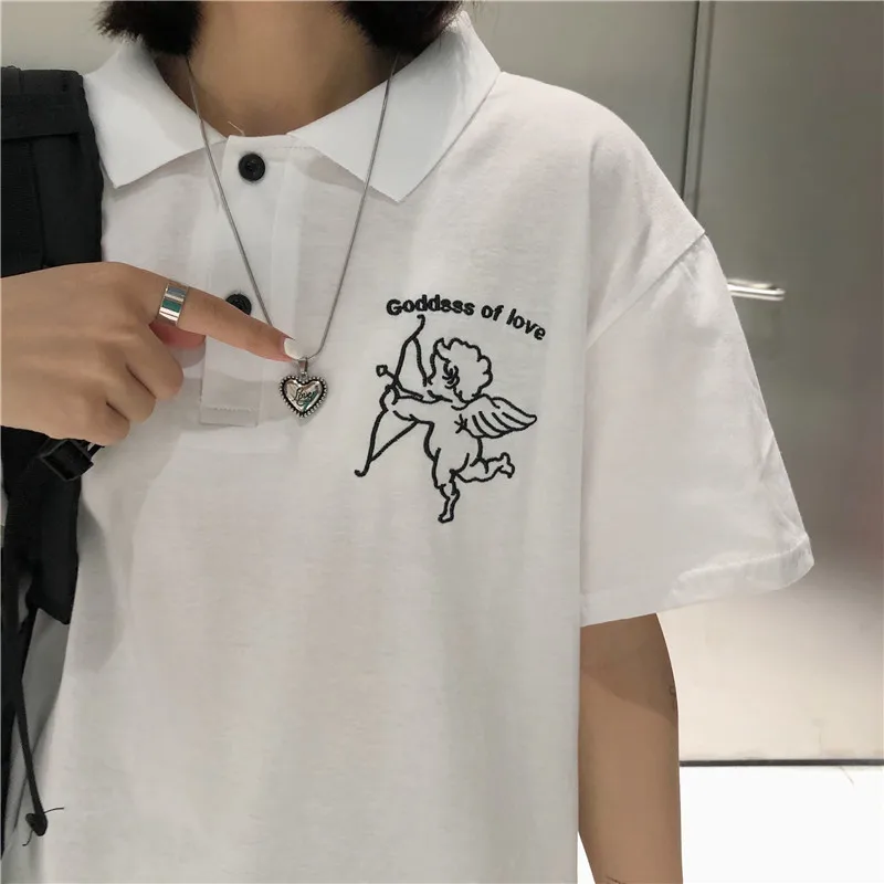 Футболка в стиле Харадзюку С купидоном женская футболка y2k Ullzang графическая