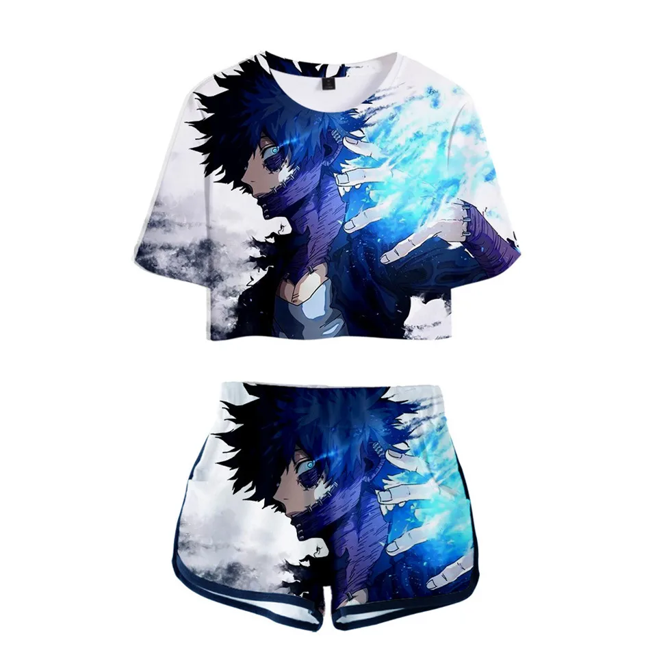 

My Hero Academia Womens Tracksuit Boku no Hero Academia Himiko Toga Two Piece set Women Suits Shorts Crop Tops and Shorts Pants