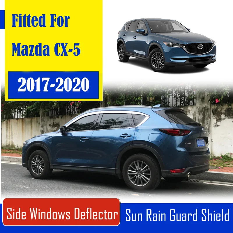 

1 Set Chrome Side Vent Sun Shade Window Visors Rain Guard Deflectors For Mazda CX-5 2012-2017