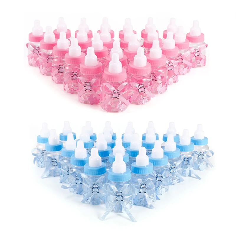Hot 24 x Baby bottle mini baby bottle 4x9cm rhinestone bear gift favor baby girl baby baptism
