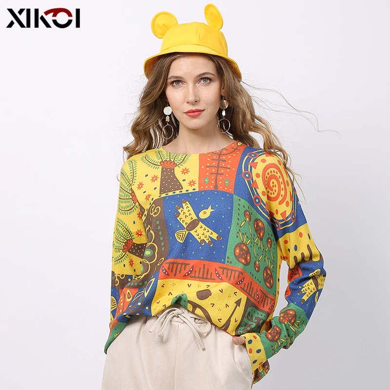 Женский трикотажный пуловер с длинным рукавом и круглым вырезом | Женская одежда