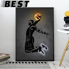 Спортивная картина, постер, баскетбольная звезда, Леброн, Джеймс, холст, печать, Настенная картина для современной гостиной, декор для тренажерного зала