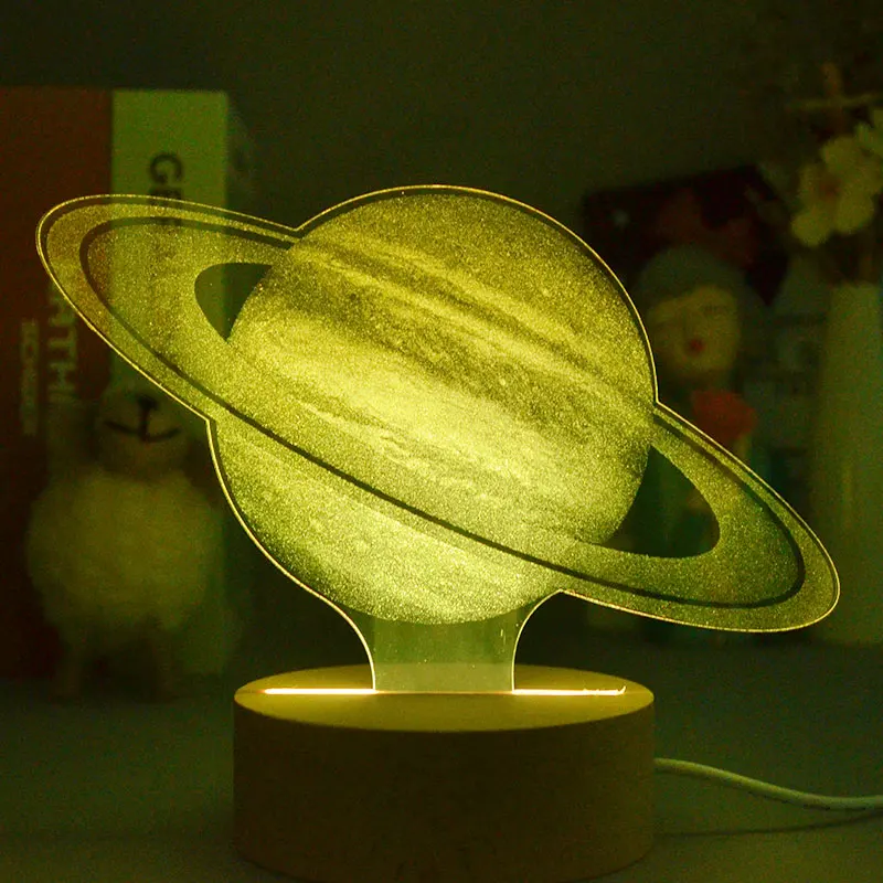 

Planet 3D Piture Lamp Saturn Lamp for Kids Bedroom Decroation 16 Color Change Touch or Remote Control Moon Night Light Kid Gifts