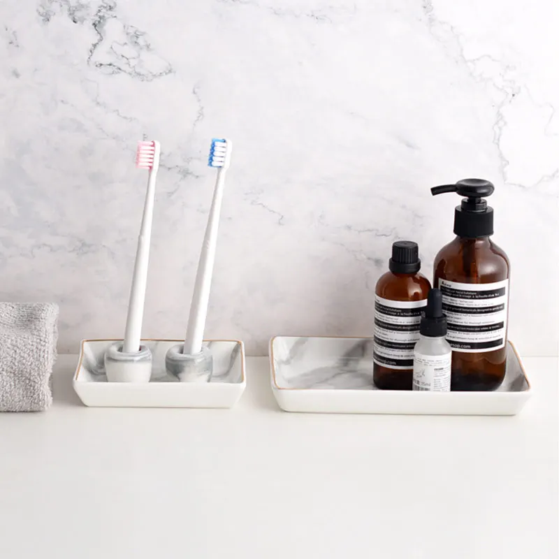 Nordic Home Accessories Ins Popular Gold Inlay Decorate Plate Marble Stripe Ceramic Jewelry Tray Storage Dessert | Дом и сад