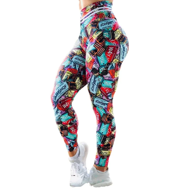 

New arrival Women Leggings Workout For Running High Waist Sport Legging Digital Print Trousers Stretch Fitness Pants Plus Size