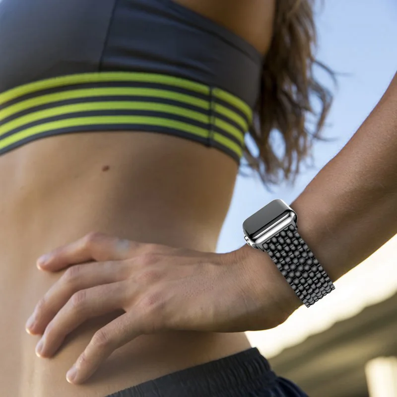 New stainless steel metal strap for Apple Watch 6 5 4 SE strap 42mm 44mm iwatch 3 40mm 38m dragon pattern butterfly buckle strap