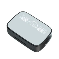 hd mirror wireless bluetooth earphone led display flashlight magnetic microphone ipx7 waterproof