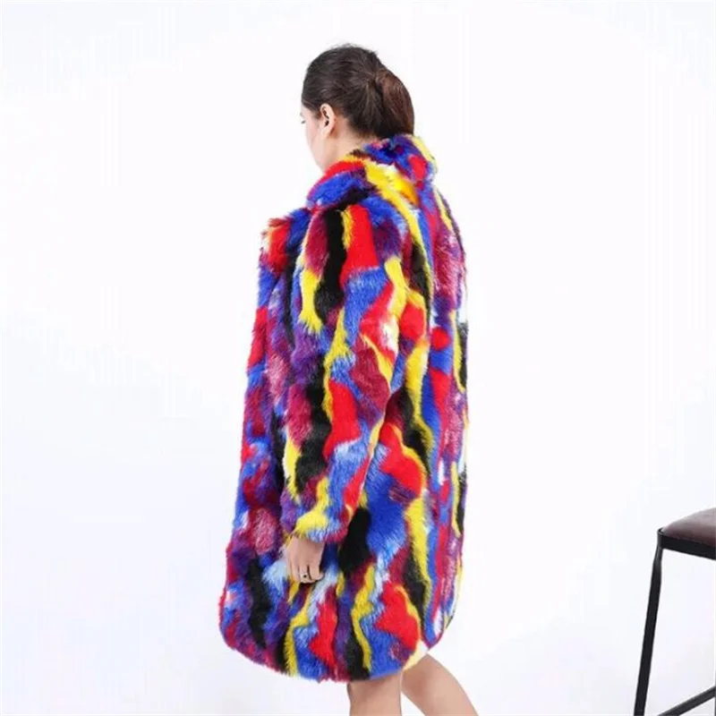 Women's fur coat new faux fox fur clothes mid-length fur suit collar winter autumn コート женская зимняя куртка jaqueta feminina