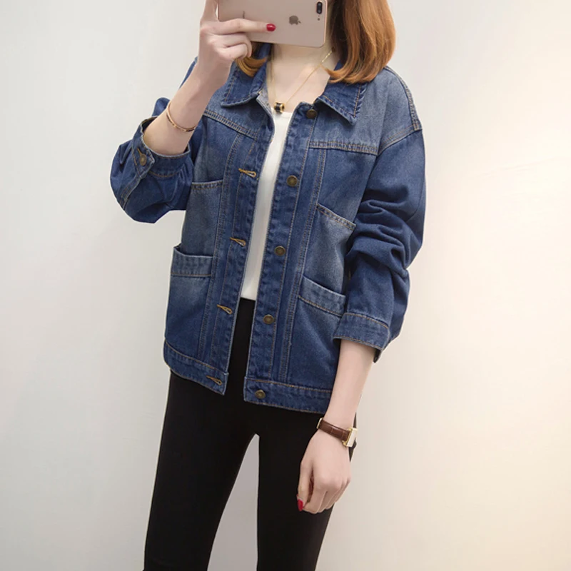 Женская джинсовая куртка 2020 весенне осенняя футболка с длинными рукавами