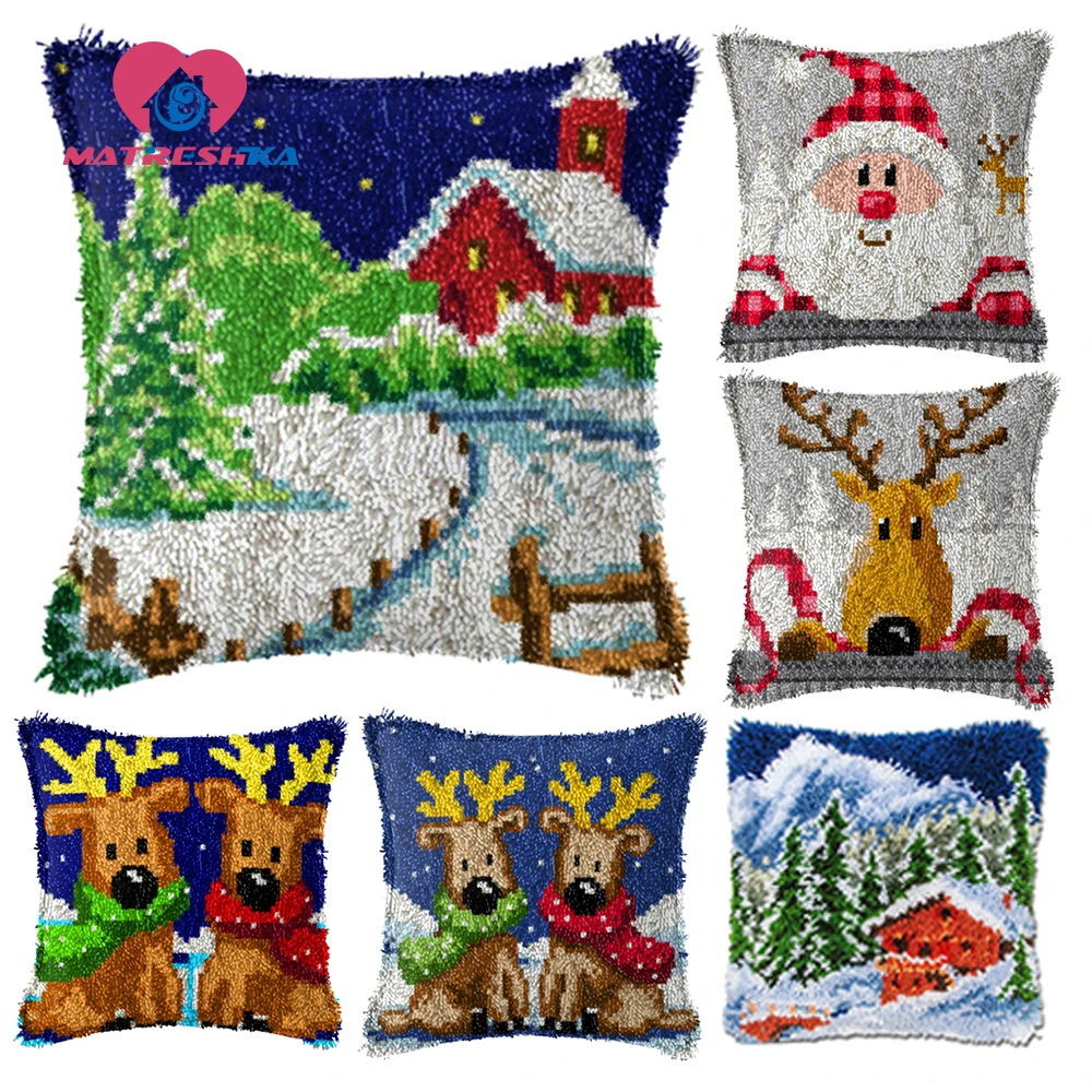 

Christmas Gfit embroidery pillow latch hook rug kits diy rugs cross stitch pillow cross-stitch pillow do it yourself home decor