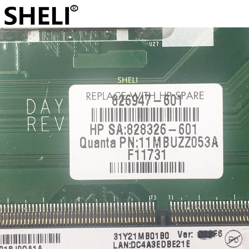 Материнская плата SHELI F0R HP 15-P390NR DAY21AMB6D0 826947-601 826947-501 826947-001 для ноутбука - купить по