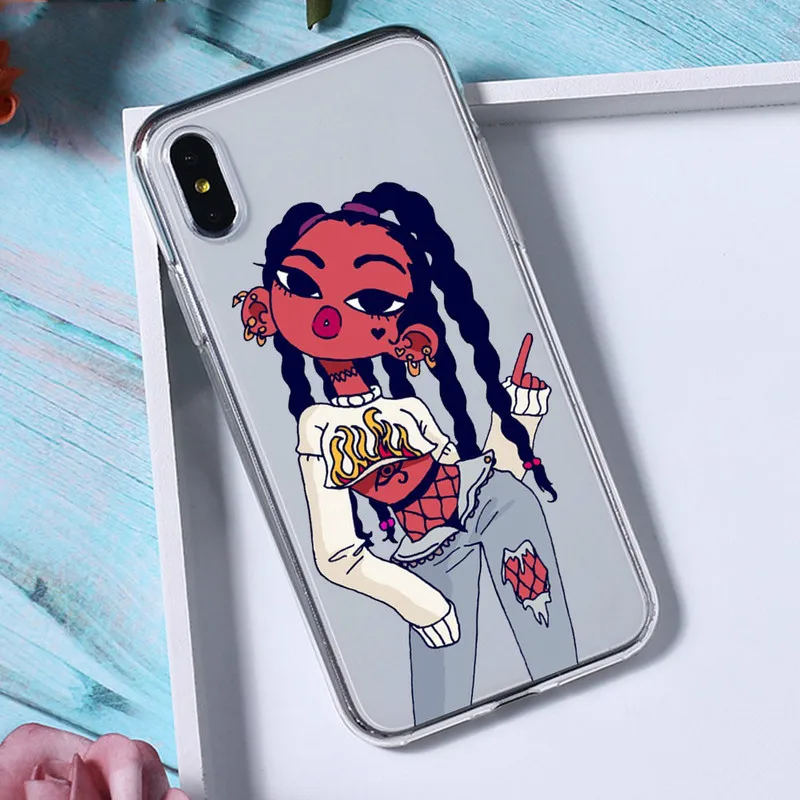 

Afro Black Girl Magic Melanin Poppin phone Case For iPhone 12 pro max 11 pro max 5S 6 6s 8 7 Plus X XR XS MAX TPU Silicone Cover