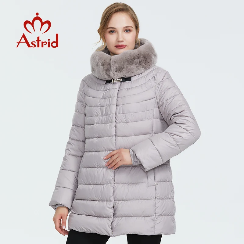 Astrid 2019 Зима новое поступление пуховик женский с меховым воротником свободная
