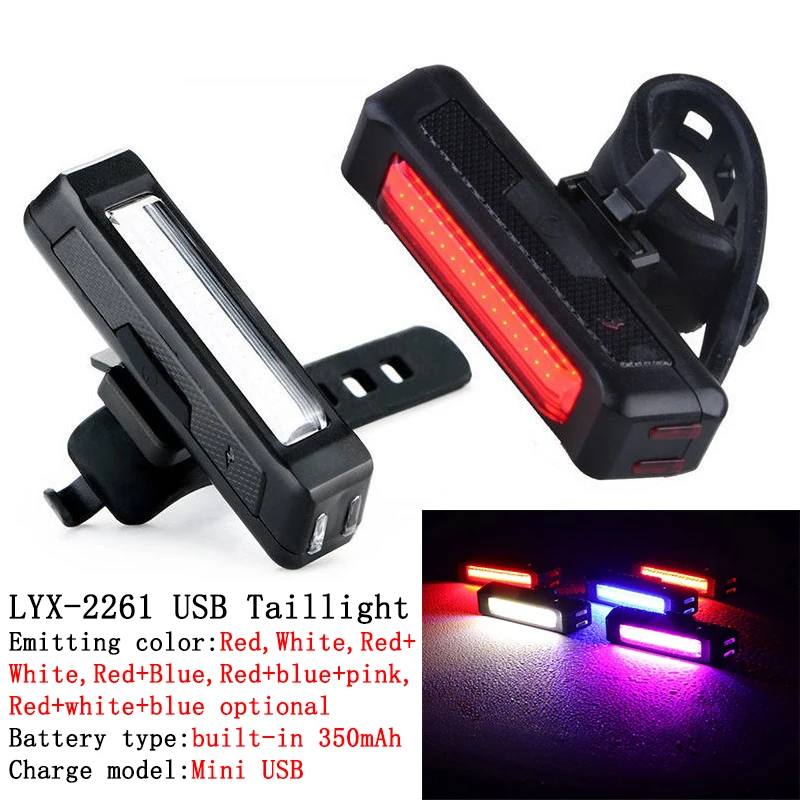 

Waterproof USB Charging Bike Taillight Two Colors Flashing Warning Light Mountain Led Bicycle Rear Lamp Cycle Riding Accessories