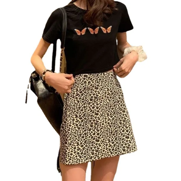 

Retro Leopard Print Mini Skirt for Women High Waist Sexy A-line Skirt Shorts with Buttocks and Short Skirt Women Clothing M-3xl