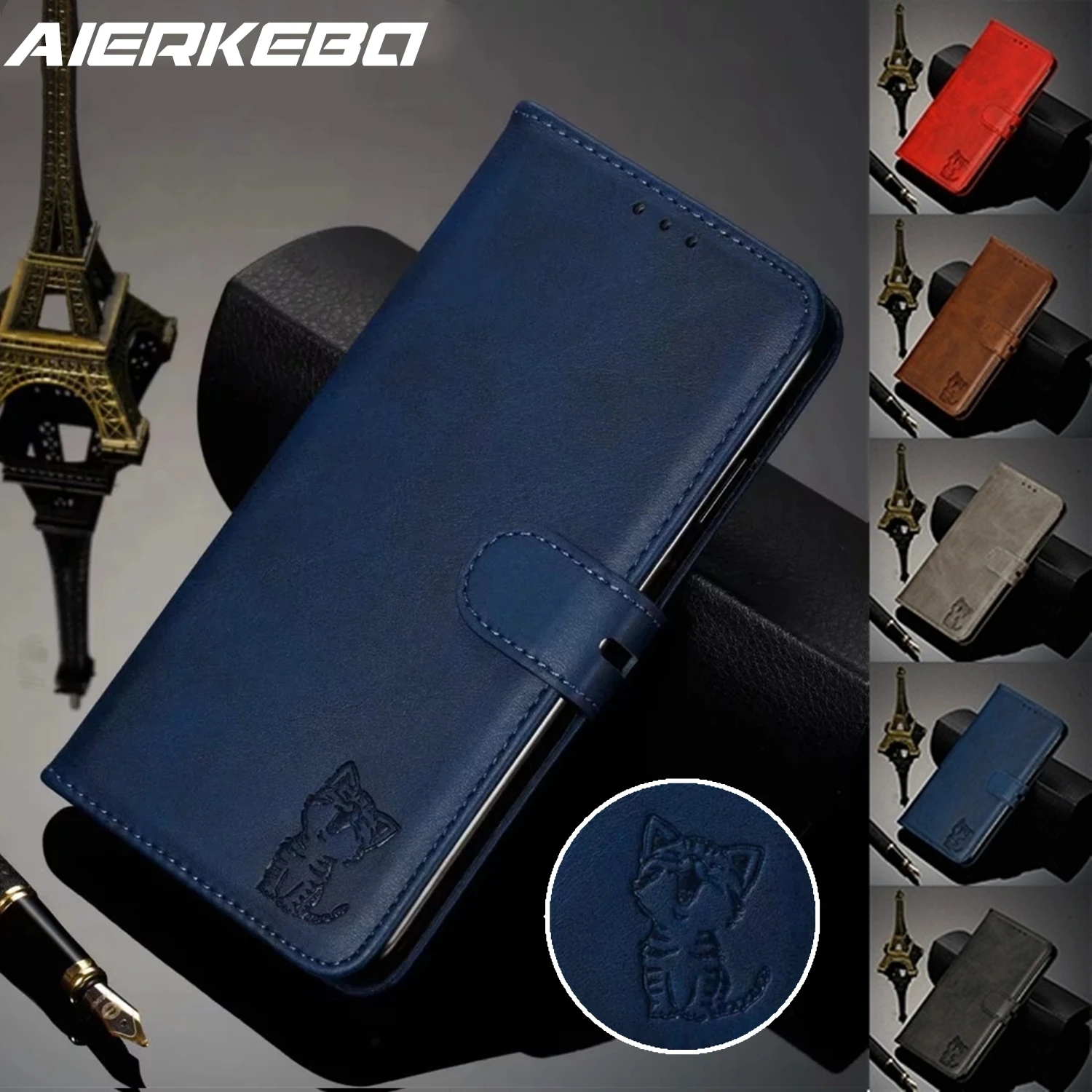 3D кошка брендированный флип чехол из кожи для смартфона Samsung S20 ультра S10 S9 S8