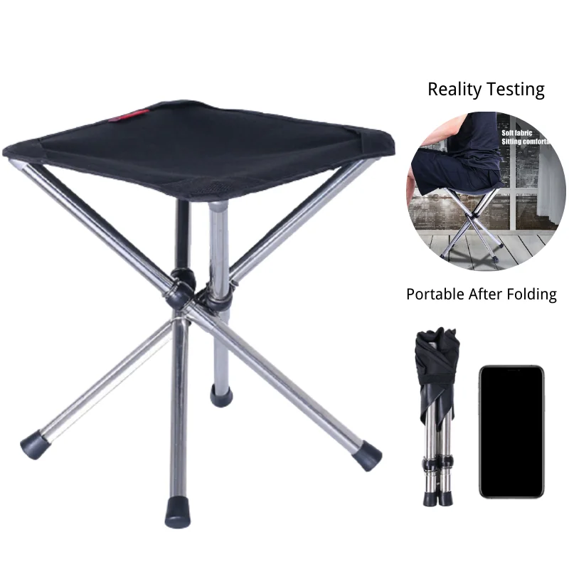 

Retractable Folding BBQ Stool Camping Fishing Chair Outdoor Portable Foldable Chair Load Bearing Travel Picnic Beach Chairs