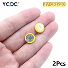 2 шт. Желтая + серебристая паянная батарея CR1220 кнопочная монетная батарея с 2 штырьками для припоя для основной платы игрушка с дистанционным управлением