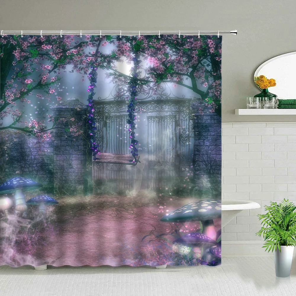 

Фэнтези лес эльф девочка гриб дом душевая занавеска ветрозащитное украшение для ванной Декор для дома