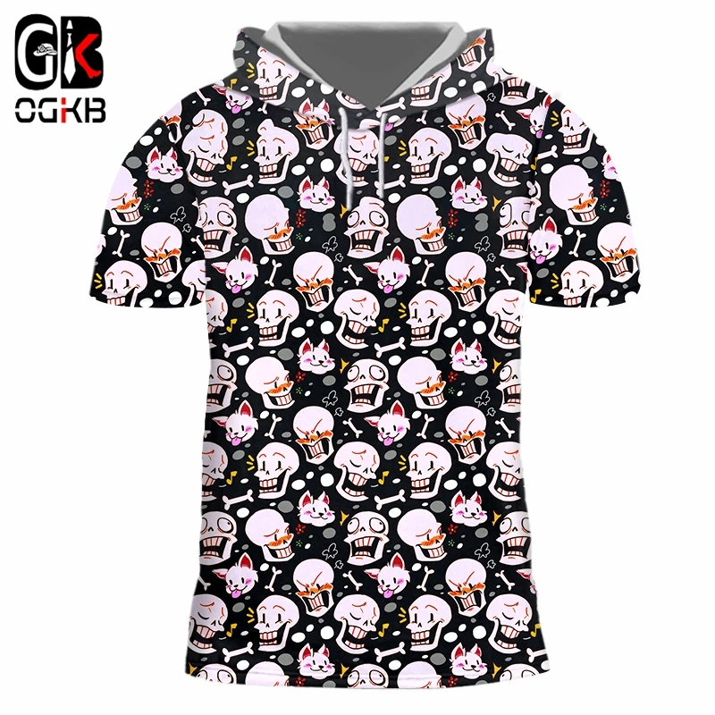 OGKB унисекс хип хоп уличная одежда панк футболки короткий рукав с капюшоном